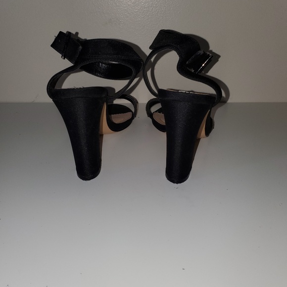 Nina black stacked heel dress sandal with embellished strap Size 9 - Picture 3 of 4